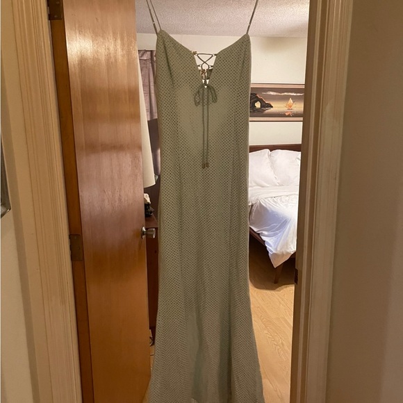 Significant Other Crochet Lace-up mint green maxi dress from Revolve size 8 - Picture 5 of 7